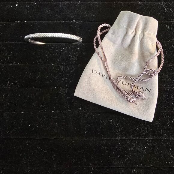 Vintage David Yurman Sterling Silver 4mm Sculped Cable Bangle Bracelet - Picture 3 of 7